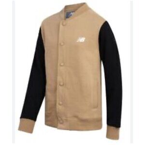 New Balance Boys Fleece Bomber Jacket, Size XL 18 / 20 Tan Black, New With Tags